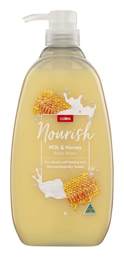 Coles Nourish Body Wash, Milk-Honey (1L)