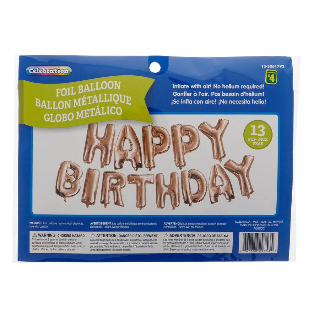 Metallic Happy Birthday Balloons, 13pc