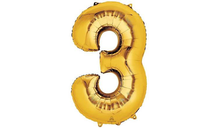 34'' Gold Number (3) - Balloon