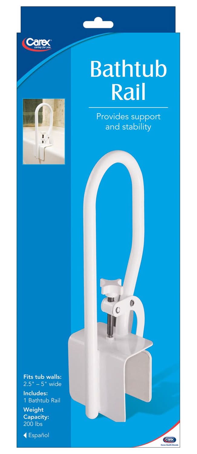 Carex Health Brands White Tub Safety Bar Steel 13.5 In. H X 7 In. L
