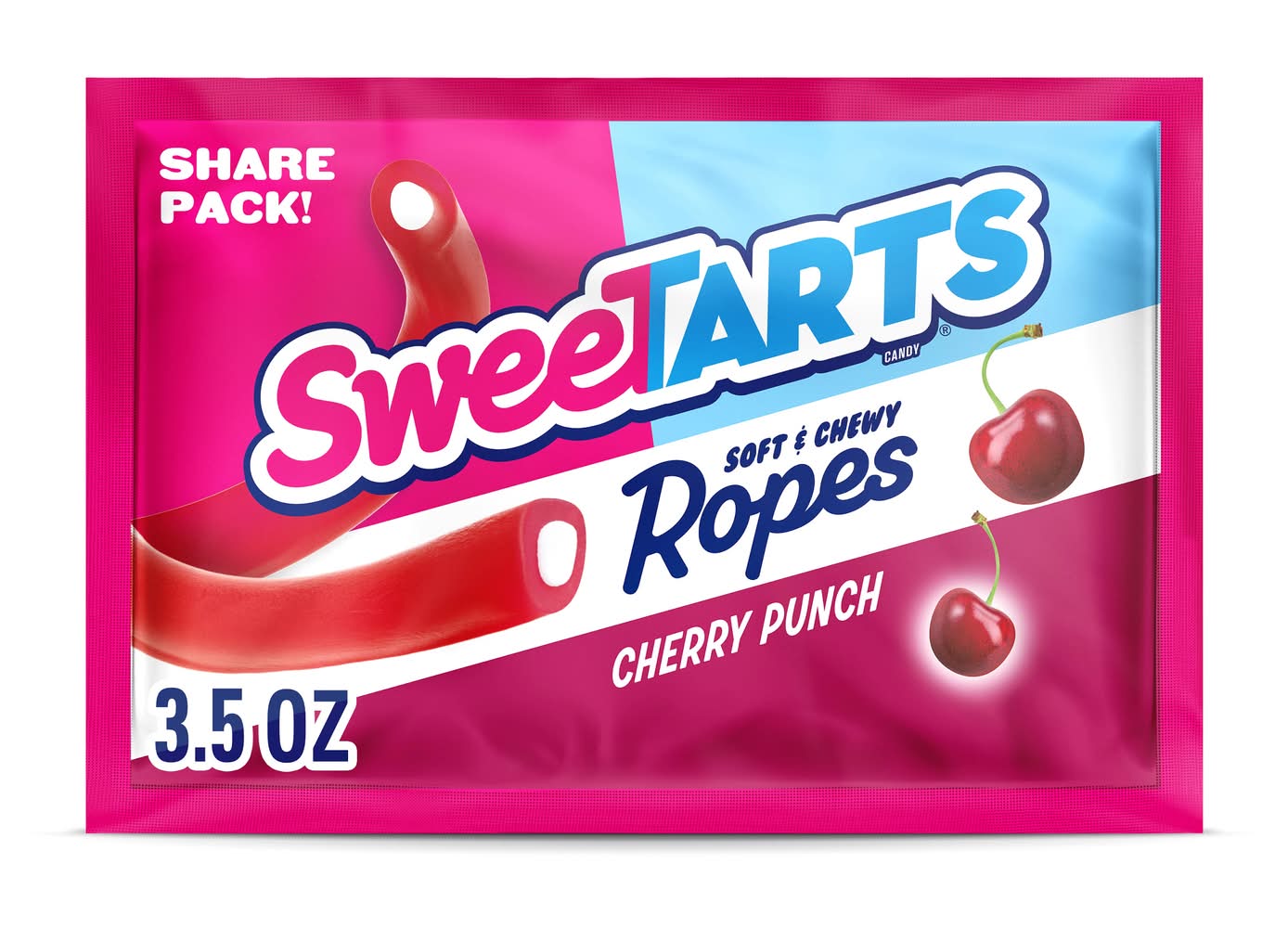 SweeTARTS Soft & Chewy Ropes Candy Share pack, Cherry Punch (3.5 oz)