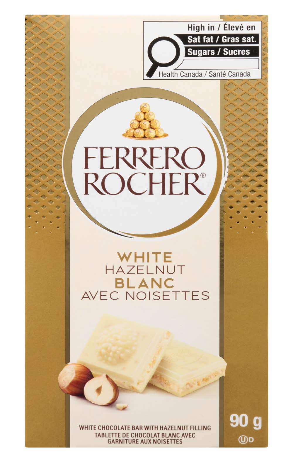Ferrero Rocher Chocolate Bar, White Hazelnut (90 g)