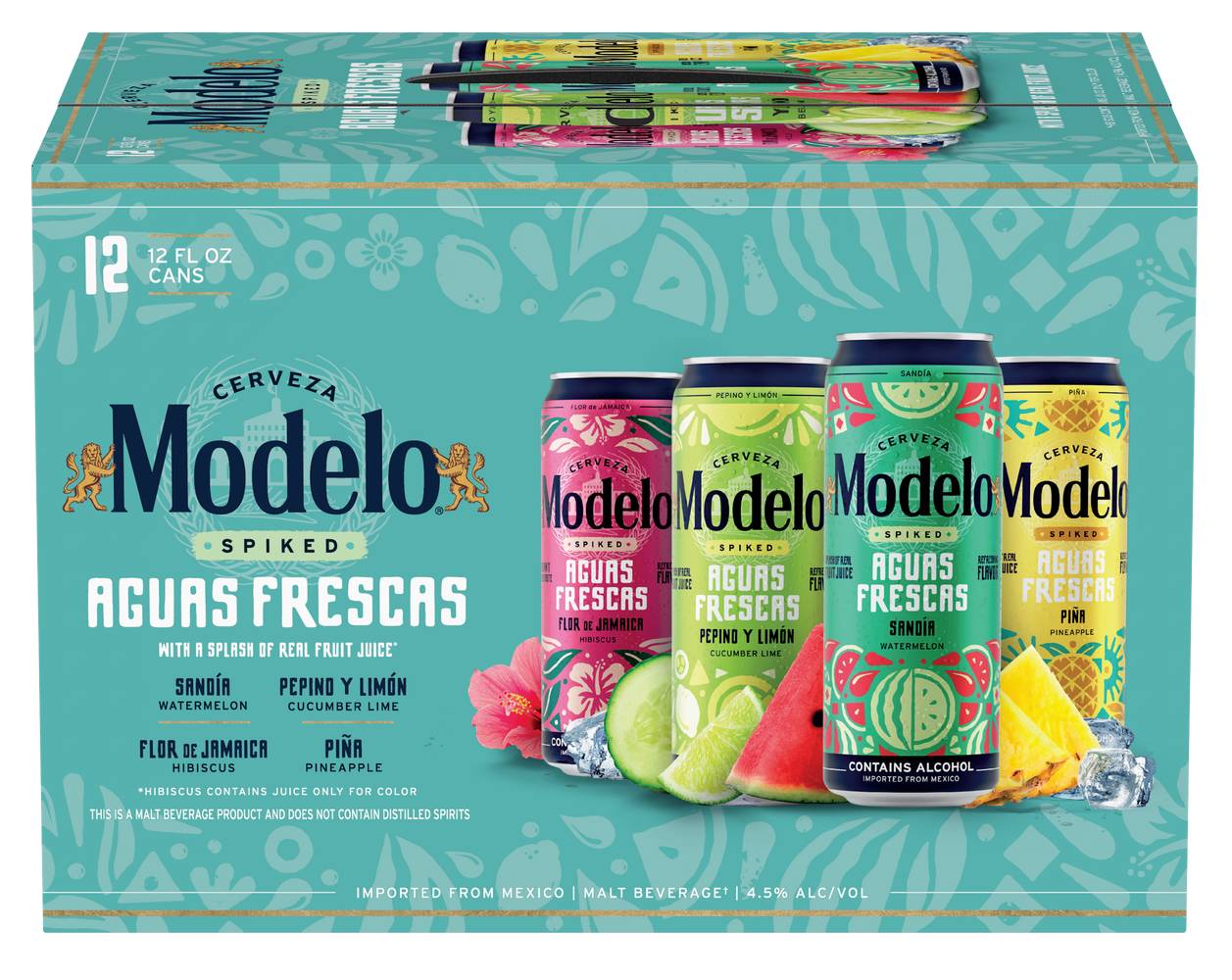 Modelo Spiked Aguas Frescas Variety pack, Assorted (12 x 12 fl oz)