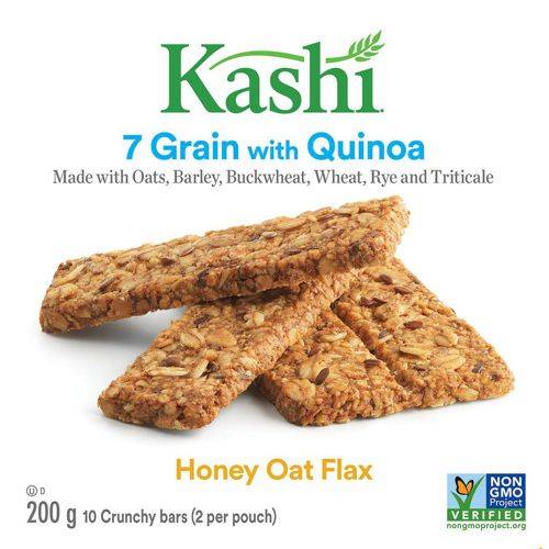 Kashi barres croquantes aux grains avec quinoa, miel, avoine et lin (200 g) - 7 grain with quinoa crunchy bars, honey oat flax 10 bars (200 g)