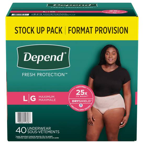 Depend Fresh Protection Underwear (40 ct) (female/l)