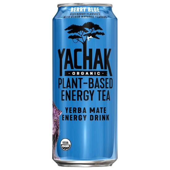 Yachak Organic Plant-Based Blueberry Yerba Mate Energy Drink (16.6 oz)