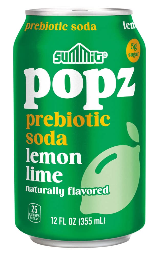 Summit Popz Prebiotic Soda, Lemon-Lime (12 fl oz)