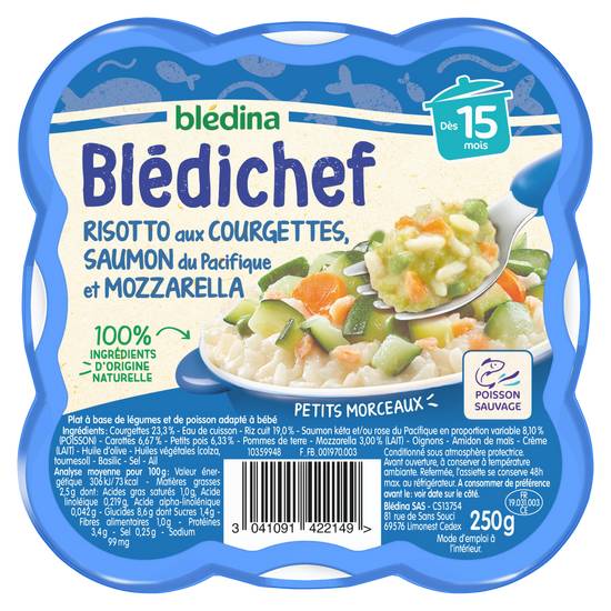 Blédina Blédichef - Risotto aux courgettes saumon et mozzarella dès 15 mois