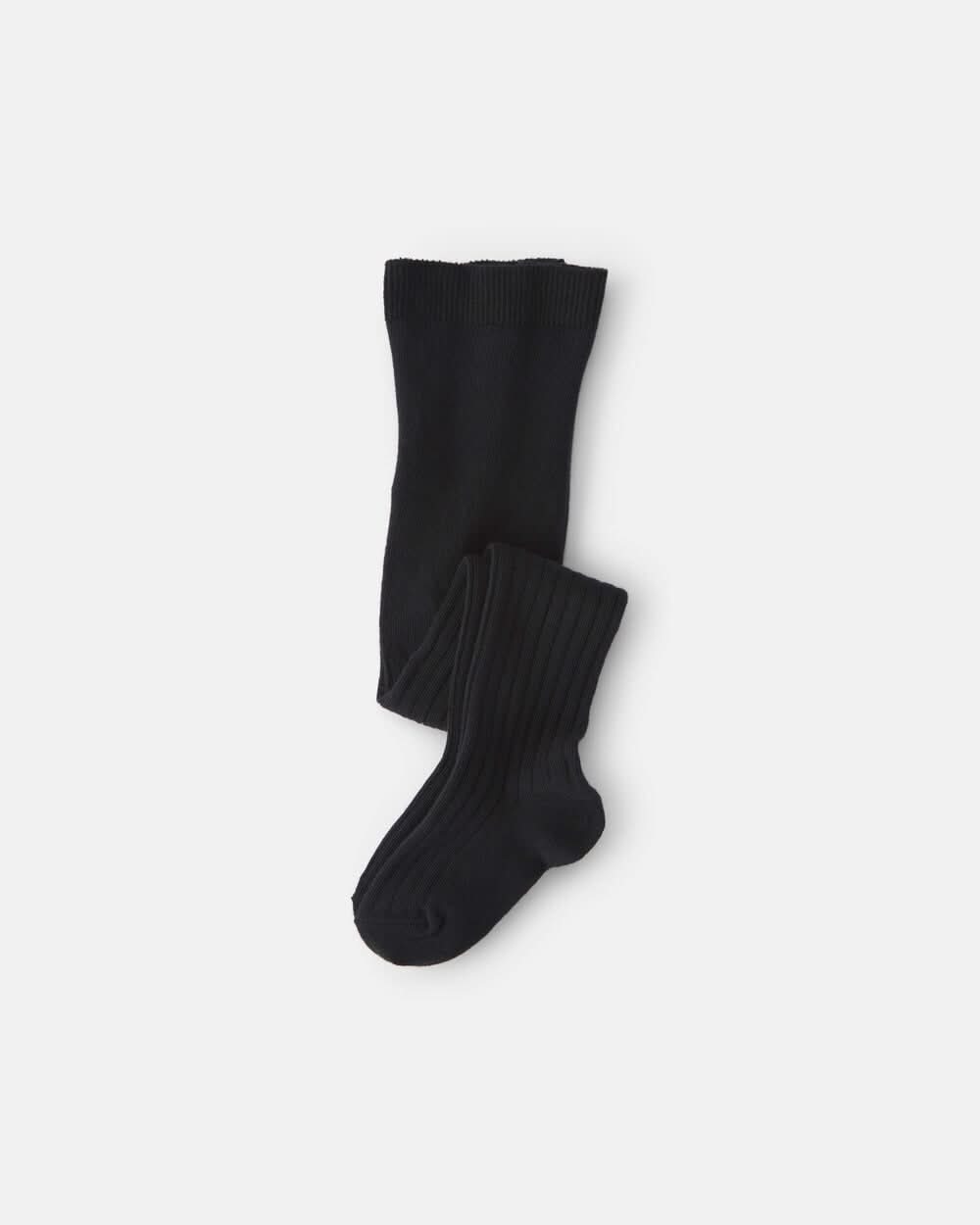 Girls Ribbed Tights - Black - 8-14