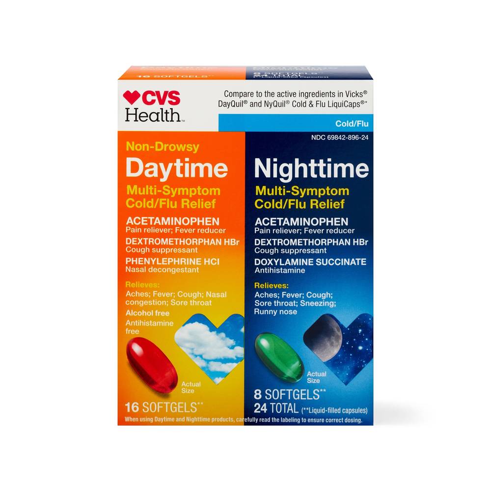 CVS Health Daytime and Nighttime Multi-Symptom Cold & Flu Relief, 24 CT