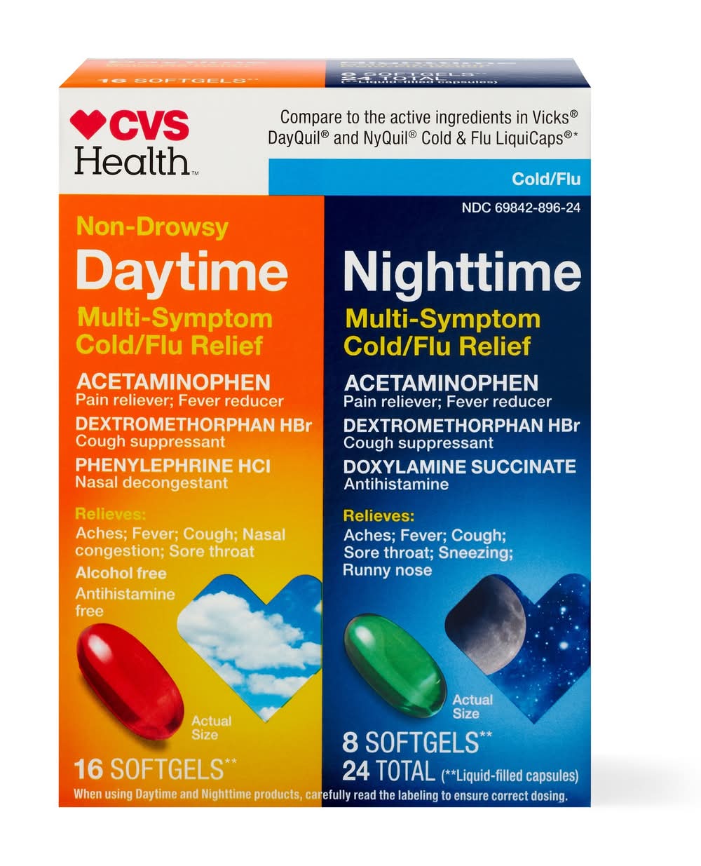 Cvs Daytime And Nighttime Multi-Symptom Cold & Flu Relief, 24 Ct
