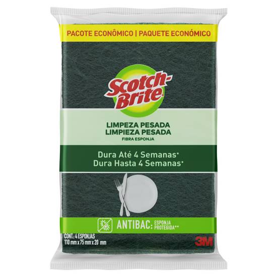 Scotch-brite esponja para limpeza pesada (4 un)