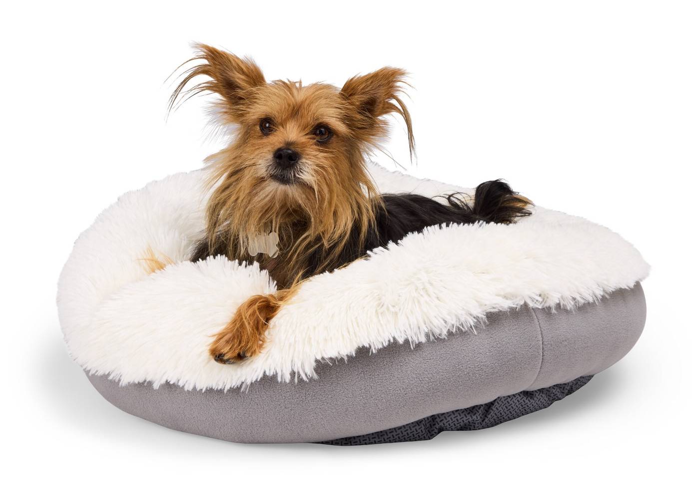 EveryYay Faux Fur Donut Bed For Dogs, White