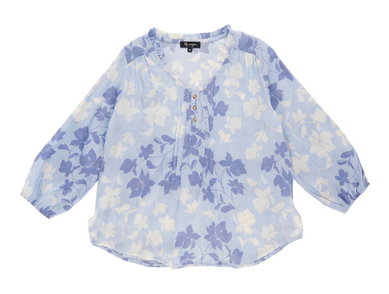 Chemisier nervuré lily morgan pour femmes (Grand, Floral bleu MD FL2) / lily morgan Women's Pintuck Blouse (L, Md Blue FL2)