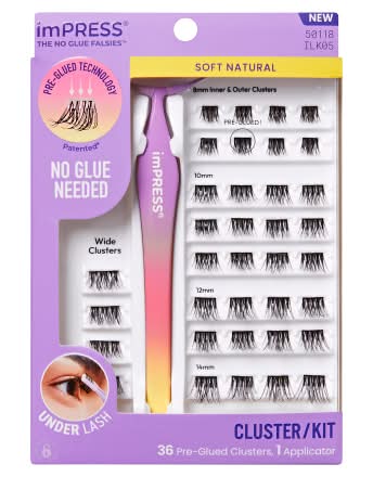 Kiss Products Inc Impress Self Adhesive False Eyelashes Kit, 12-14 mm, Purple (43 ct)