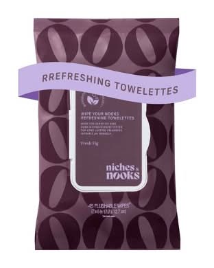 Niches & Nooks Refreshing Flushable Feminine Wipes, Fresh Fig, Women (45 ct)