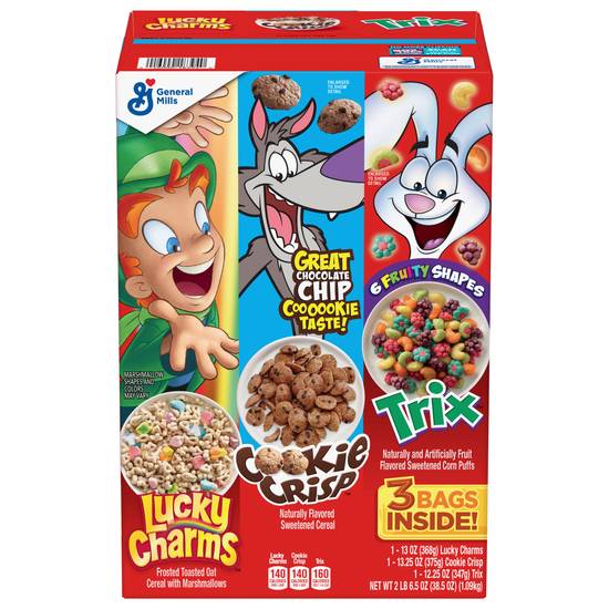 General Mills Lucky Charms/Cookie Crisp/Trix Cereal 3 Bags Box