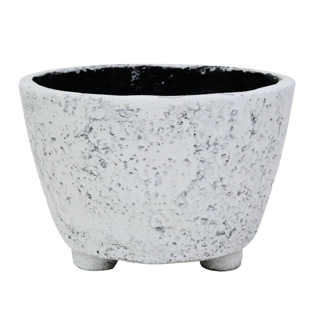 Origin 21 Round 4.05-in W Small White Mixed/Composite Contemporary/Modern Indoor/Outdoor Planter With Drainage Holes | PC9014