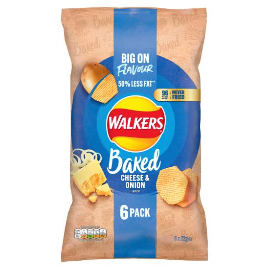 Walkers Baked Cheese & Onion Snacks Crisps 6 X 22g
