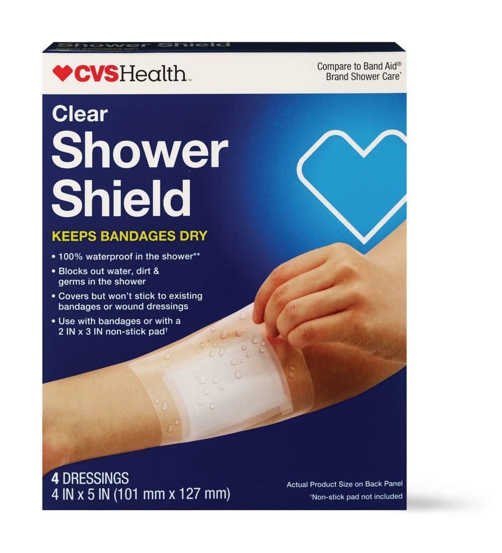 CVS Health Clear Shower Shield Bandages, 4 inch x 5 inch (4 ct)
