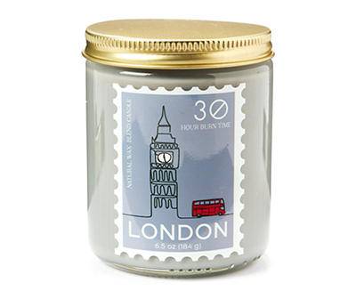 London Gray Colored Glass Candle, 6.5 Oz.