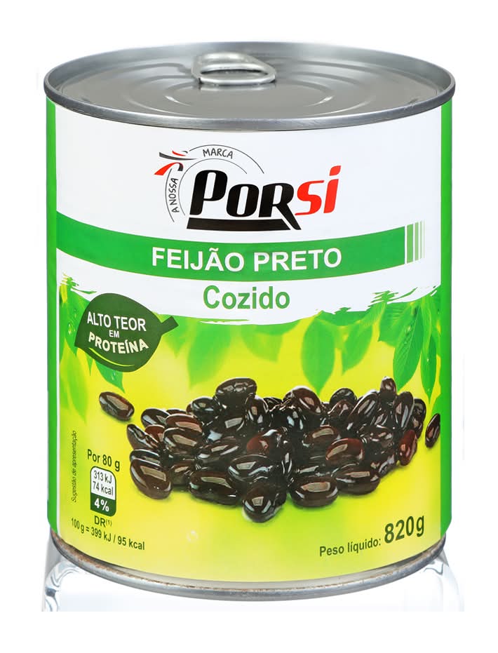 Porsi - Feijão preto cozido, embalagem de 820g