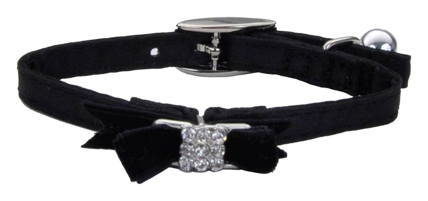 Coastal Li'l Pals Safety Black Silk Bow Kitten Cat Collar, 1 ea