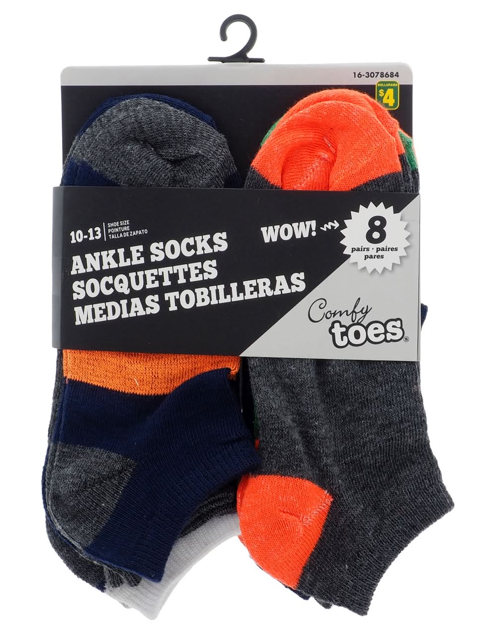 Comfy Toes Ankle Socks, Unisex (8 ct)