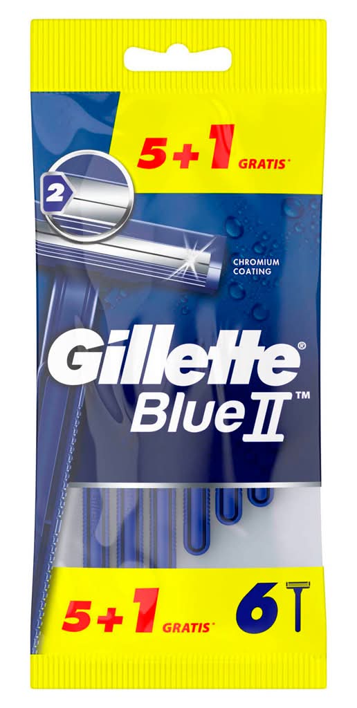 Gillette - Máquinas Descartáveis Blue II, 5 unidades + 1 grátis