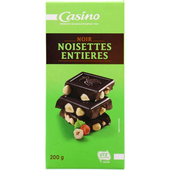 Casino tablette de chocolat noir noisettes entières 200 g