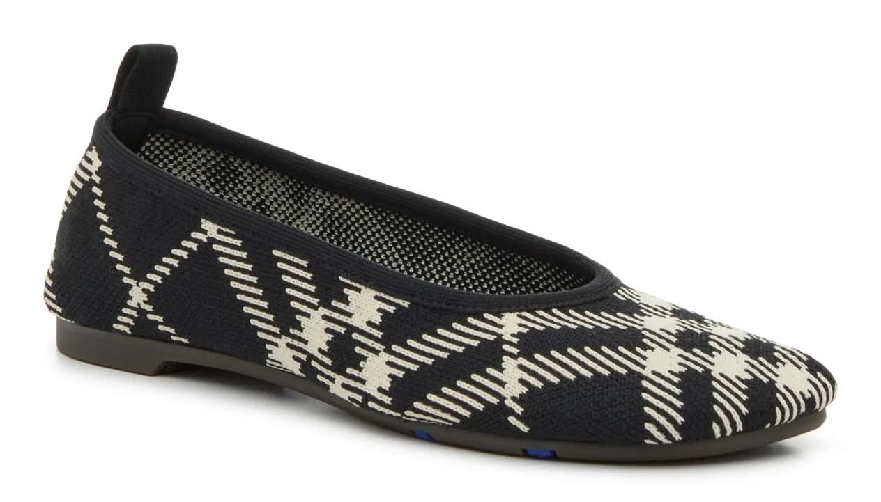 Burberry Ballerina Ballet Flat (Black/White Check Print Medium - EU 39.5 / US 9.5)
