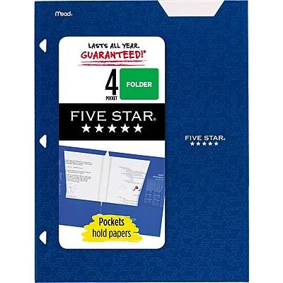Five Star 4-Pocket Laminated Folder, Assorted Colors (33106)