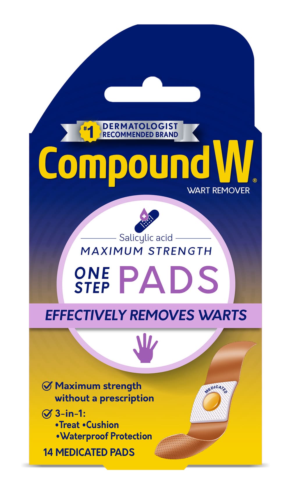 Compound W Maximum Strength One Step Medicated Pads Wart Remover (1.6 oz, 14 ct)