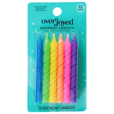 Overjoyed Rainbow Corkscrew Birthday Candles, Multi-Color (12 ct)