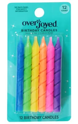 Overjoyed Rainbow Corkscrew Birthday Candles, Assorted (12 ct)