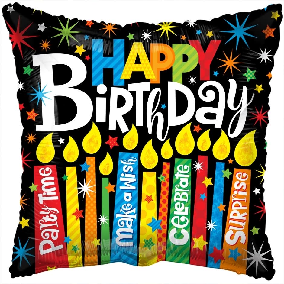 Inflated Family Dollar Happy Birthday Candles Designed Square Party Balloon