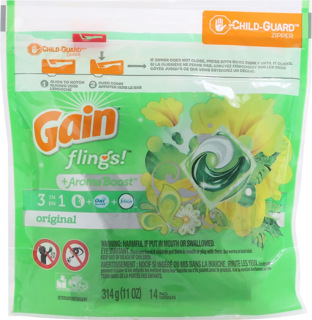 Gain Flings! Original 3 in 1 Detergent Pods (11.1 oz)