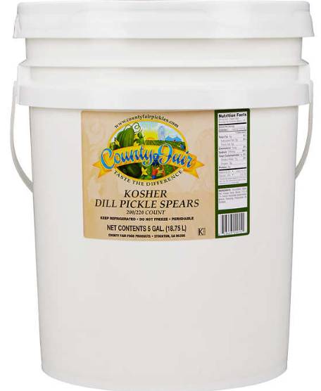 County Fair - Kosher Dill Pickle Spears, 200-220 count - 5 gallons (Case of 1)