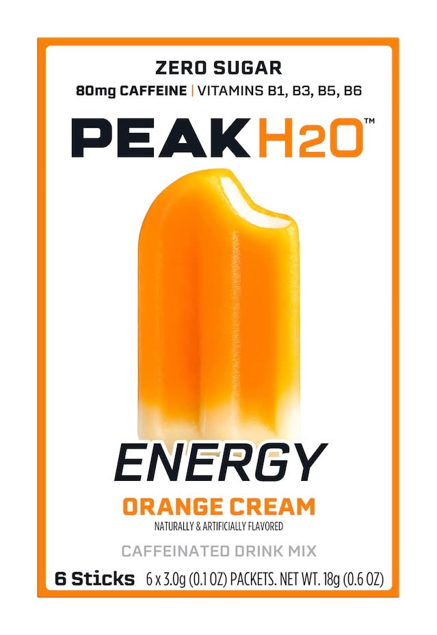 PeakH2O Energy Caffeinated Drink Mix, Orange Cream (6 x 0.6 oz)