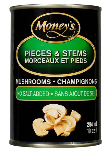 Money's Pieces & Stems Canned No Salt Mushrooms (284 ml)
