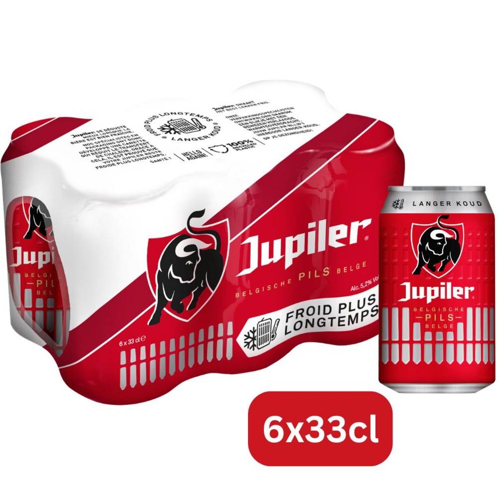 Jupiler Bière Blonde Pils 5.2% Alc 6 x 33 cl