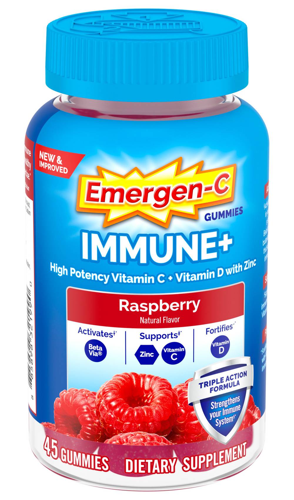 Emergen-C Immune+ Triple Action Gummies, Raspberry (45 ct)