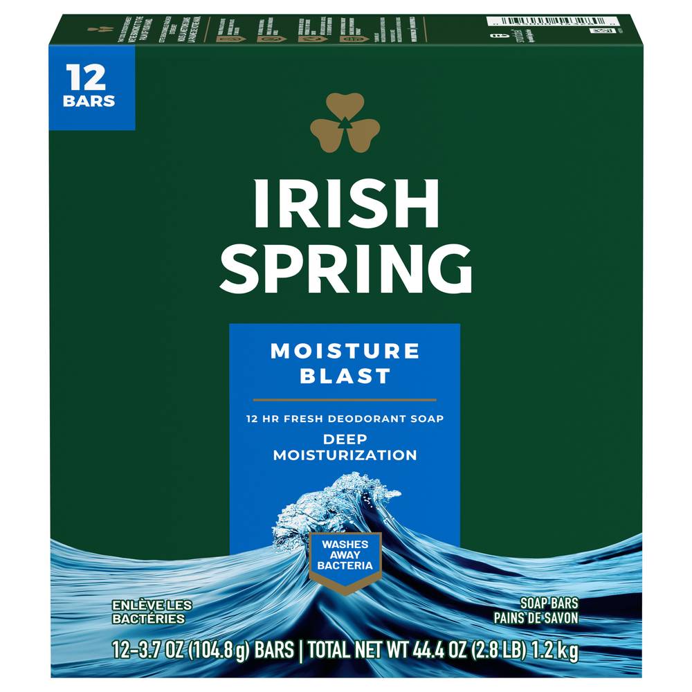 Irish Spring Moisture Blast Deodorant Soap (12 ct)