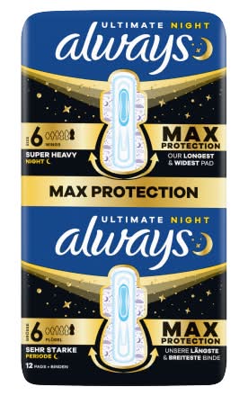 Always Size 6, Ultimate Night Wings Sanitary Towels (12 pack)