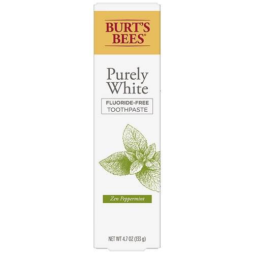 Burt's Bees Toothpaste, Fluoride-Free, Purely White, Zen Peppermint Mint - 4.7 OZ