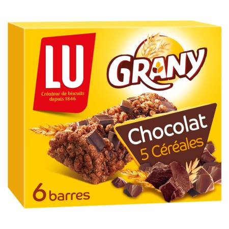Barres céréales au chocolat GRANY - La boîte de 6 barres - 125g