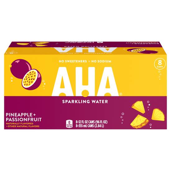 Aha Pineapple Passionfruit Naturally Flavored Sparkling Water (8 ct , 12 fl oz)
