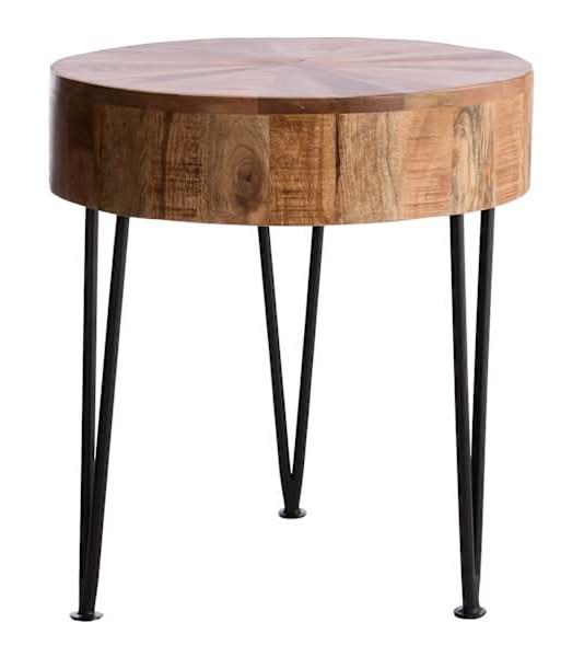 Round Mango Wooden Accent Table, Natural Mango Finish