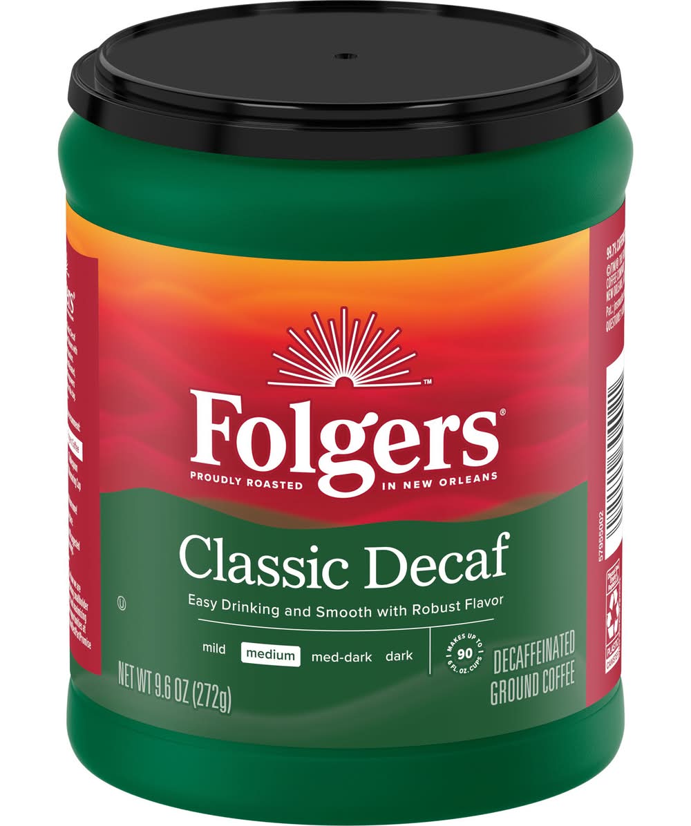 Folgers Decaffeinated Ground Coffee, Medium,