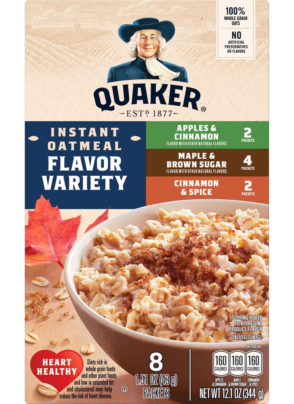 Quaker Instant Oatmeal Variety pack (8 x 1.51 oz)